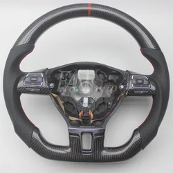 Replacement Real Carbon Fiber Steering Wheel with Leather for VW Volkswagen Golf 6 Jetta Mk6 Passat B7 CC Bora