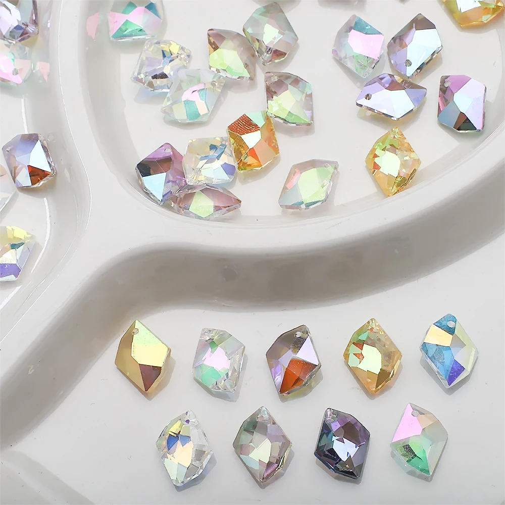 10 pcs 12x15mm Kristallglas unregelmäßigen Rhomboid Anhänger lose Perlen für Schmuck machen DIY Ohrringe Halskette Zubehör