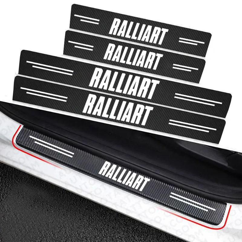 

Кожаные защитные наклейки на порог автомобиля для Mitsubishi Ralliart, автомобильные аксессуары, защитные наклейки на бампер багажника, защита от царапин