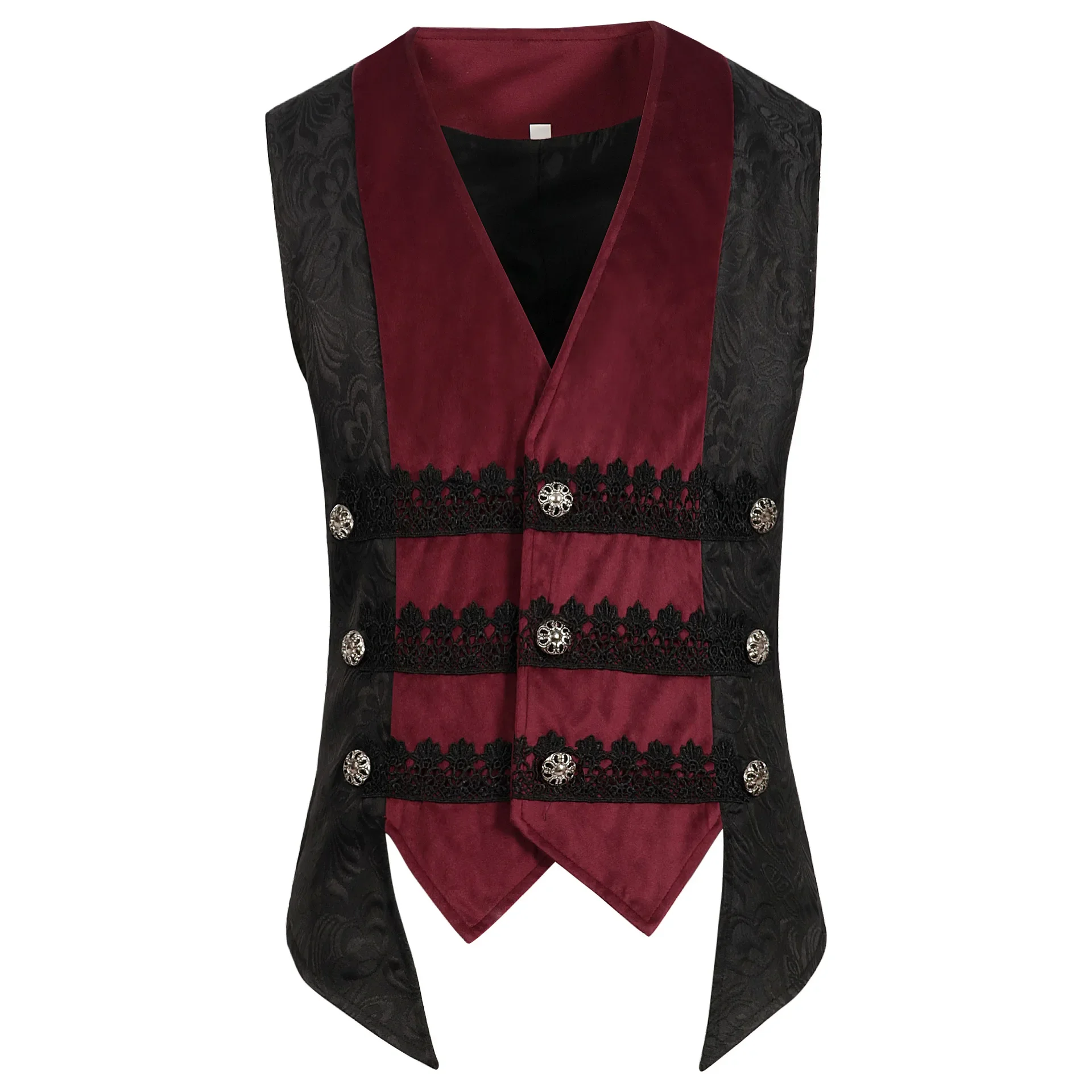 

Halloween Costume .Men's Victorian Gothic Cosplay Vest Medieval Steampunk Patchwork Jacquard Single Breasted Waistcoat