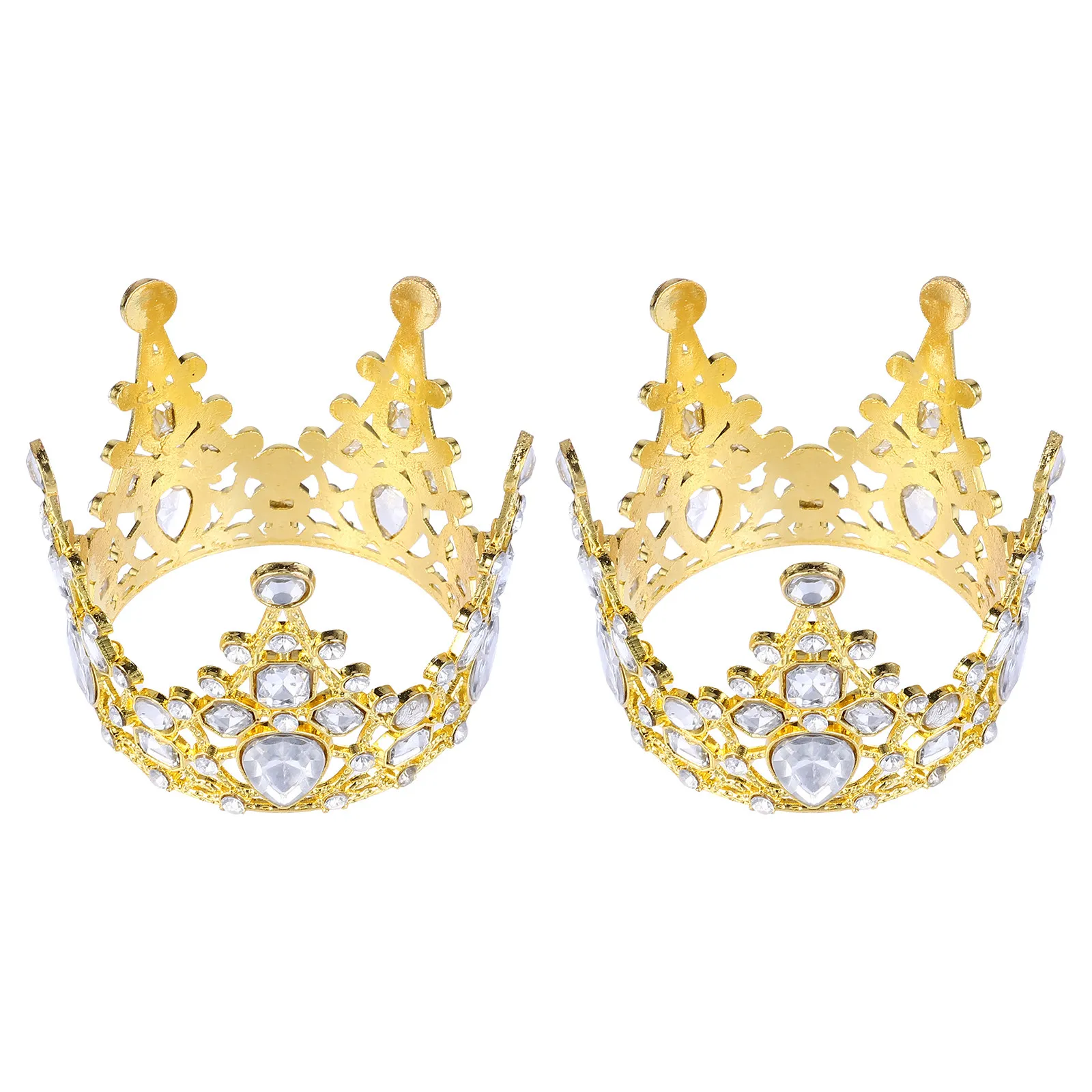 

2Pcs Chic Eye Catching Cake Crown Topper Perfect Size for Birthday Cake Fruits Desserts Cupcake Party Crown Decor Baby Shower