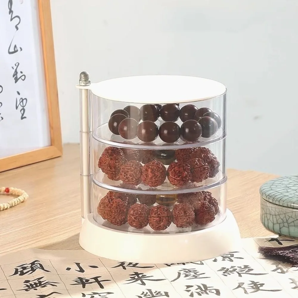 

Multi Layer Transparent Storage Box Dust Proof Earrings Rings Jewelry Display Shelf Round Large Capacity Cosmetics Rotating Box