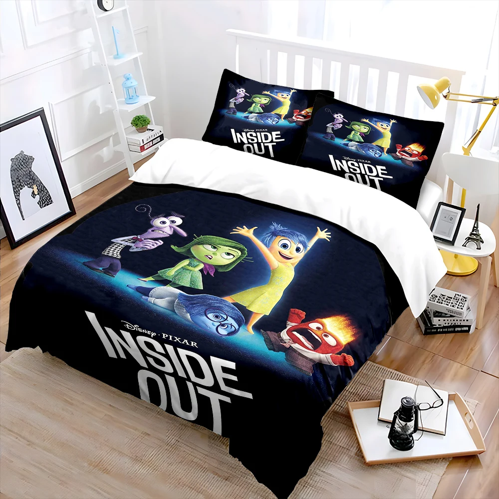 Disney Inside Out Pattern Bedding Set Children 3 Pieces Quilt Cover Pillowcase  US Twin Adult Bed Cover Bedroom Bed Set Gift