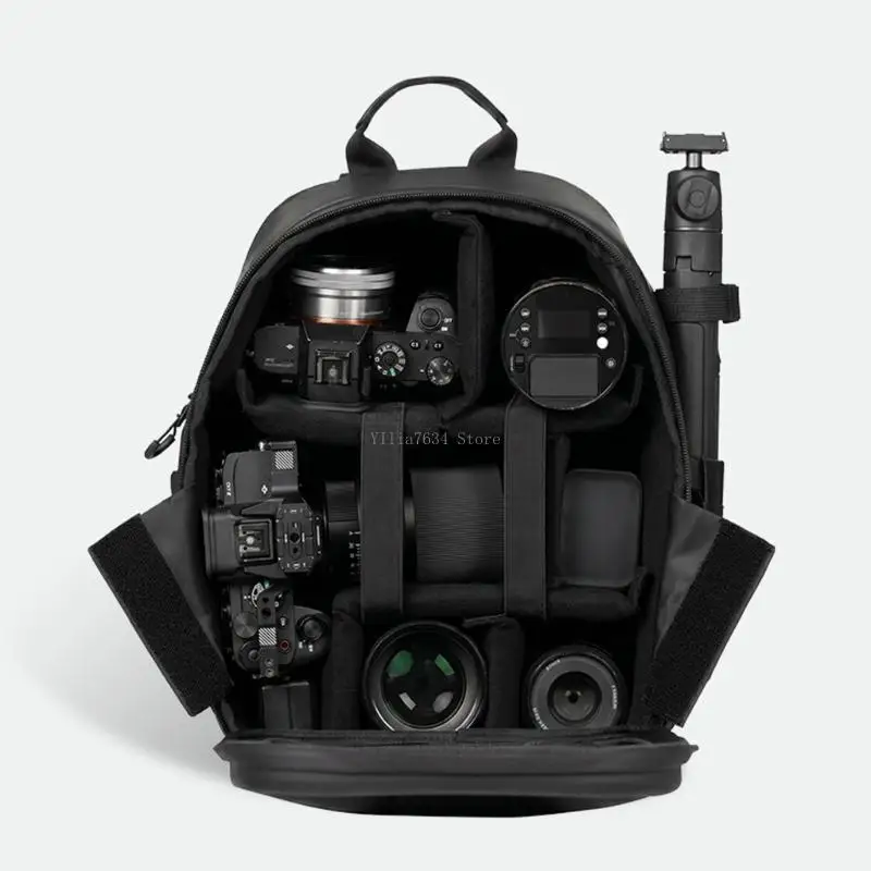 Outdoor Camera Organiser Bag Backpack with Hard Shell Protections Water Resistant Oxford Fabric Adjustable Lens Sections and