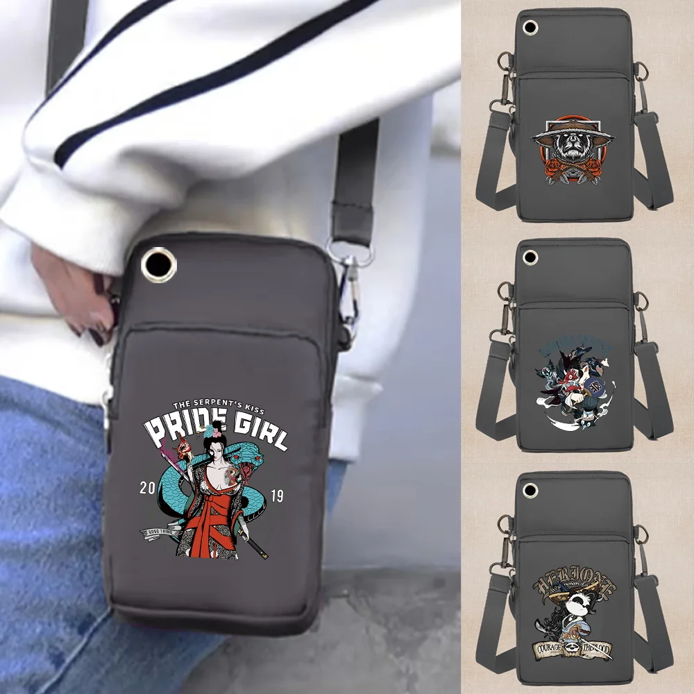 Mobile Phone Bag for Apple/Huawei/Xiaomi Cell Phone Packet Women Arm Pack Accessories Storage Pouch Samruai Print Shoulder Bags