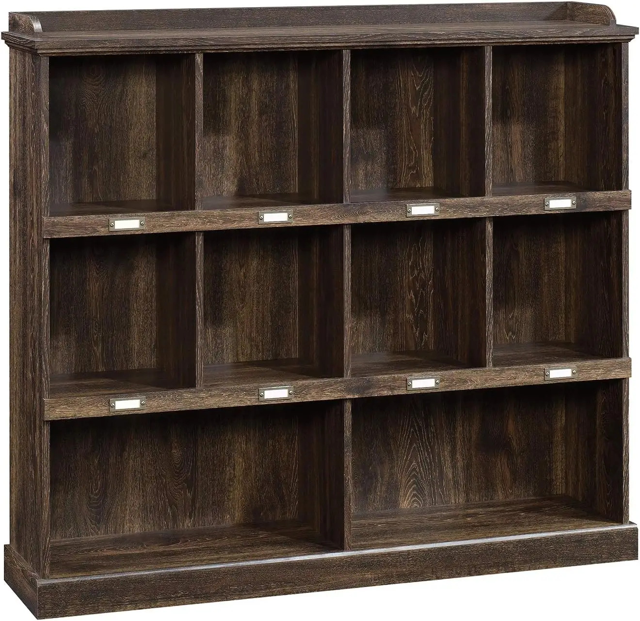 Cubbyhole storage for books, binders, framed photos, collectibles, and moreAccommodates ID label tags