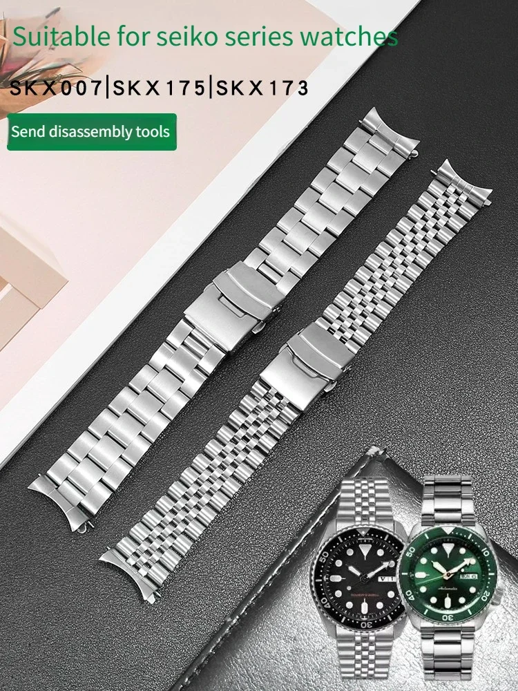 Applicable To S-e-i-k-o No. 5 Watch Strap S-E-I-K-O Black and Green Water Ghost Cocktail SKX007/175/009 Bracelet