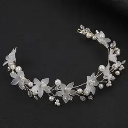 Luxury Lady Crystal Bridal Hairband Handmade White Flower Wedding Headband For Party Jeweley Hair Accessories