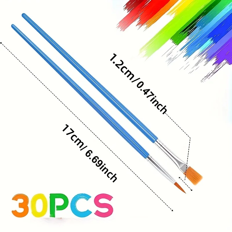 30 Stück Pinsel mit flachem Kopf und spitzer Spitze, Strichzeichnungsstifte, digitale Ölmalstifte, Aquarellstifte, Aquarell-Pastellstifte – Detail 2