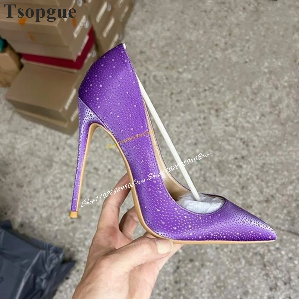 

Purple Elegant Shallow Simple Pumps Thin High Heel Shoes For Women Slip On Pointed Toe 2024 Fashionable Zapatos Para Mujere