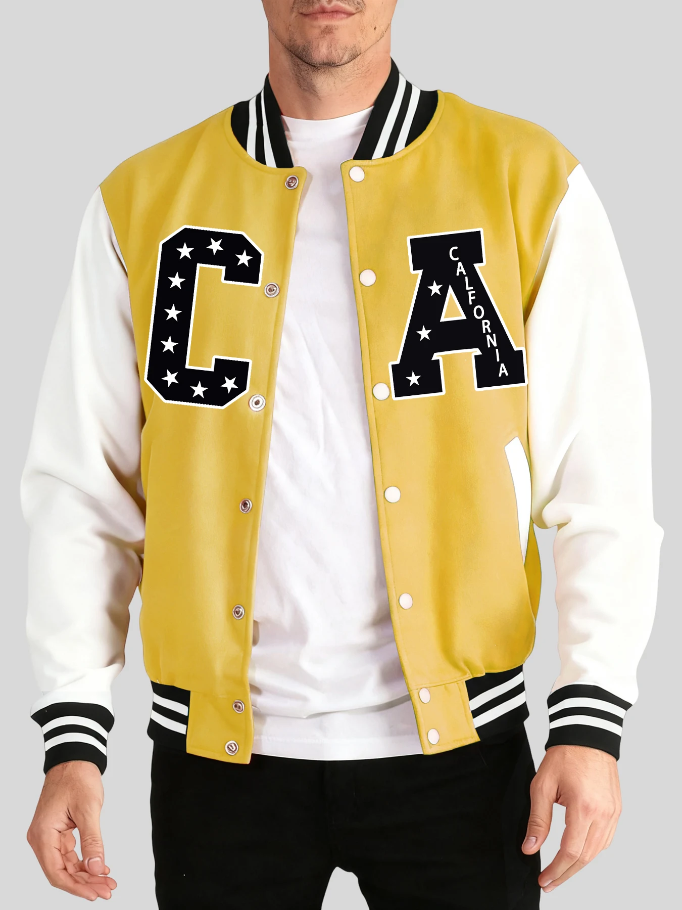 

C A California Art Letter Print Унисекс Спортивная одежда Осенне-зимняя куртка Удобные повседневные топы Бейсбольная форма большого размера