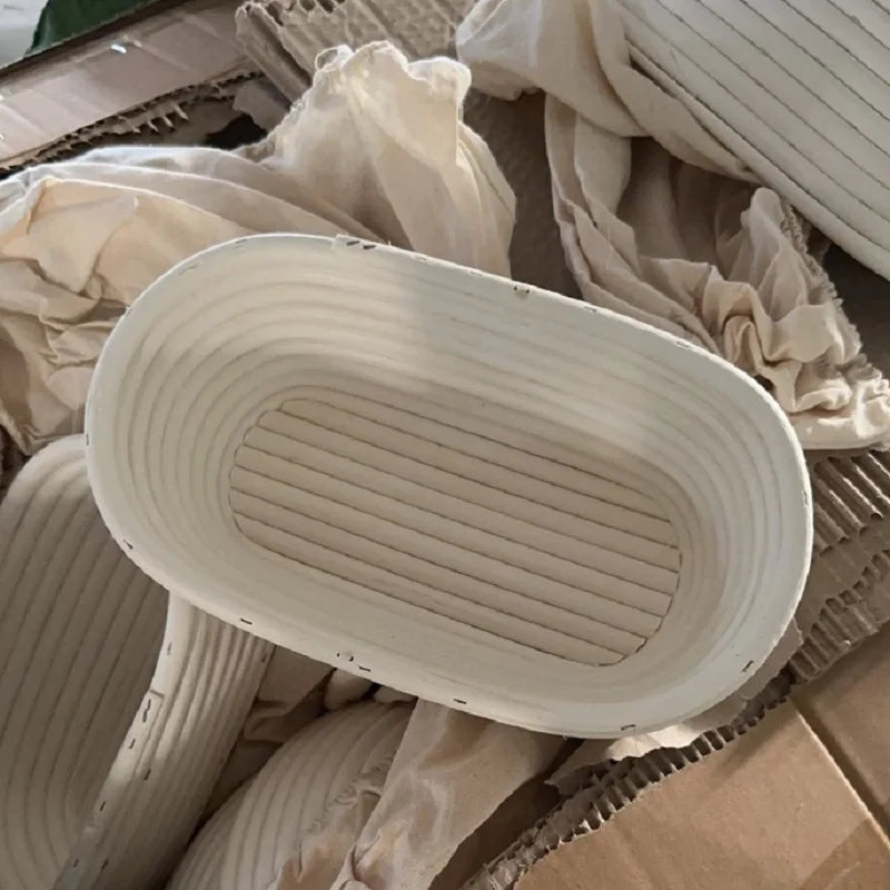 Rattan Woven Oval Shaped Bread Dough Fermentation Bowl Country Style Baking Basket Storage Organizer Vietnamese Made Home Use