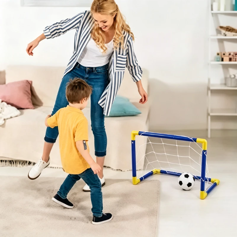 Portable Micro Soccer Goal Set, Complete Outdoor Beach Training Equipment with Net Pump Ball, Lightweight Indoor Kids Sports Toy