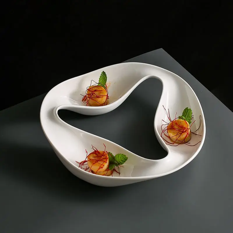 Geometric Ceramic Beautification, Dessert Plate, Dim Sum Plate, Sushi Plate, Hotel, Molecular Kitchen Display Plate.
