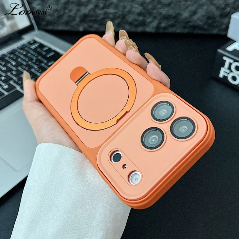 Magsafe Halterung Matt-Hülle für iPhone 17 16 15 Pro Max 14 Plus 13 12 11 Magnetischer Halter Ständer Kamera-Schutzfolie Cover