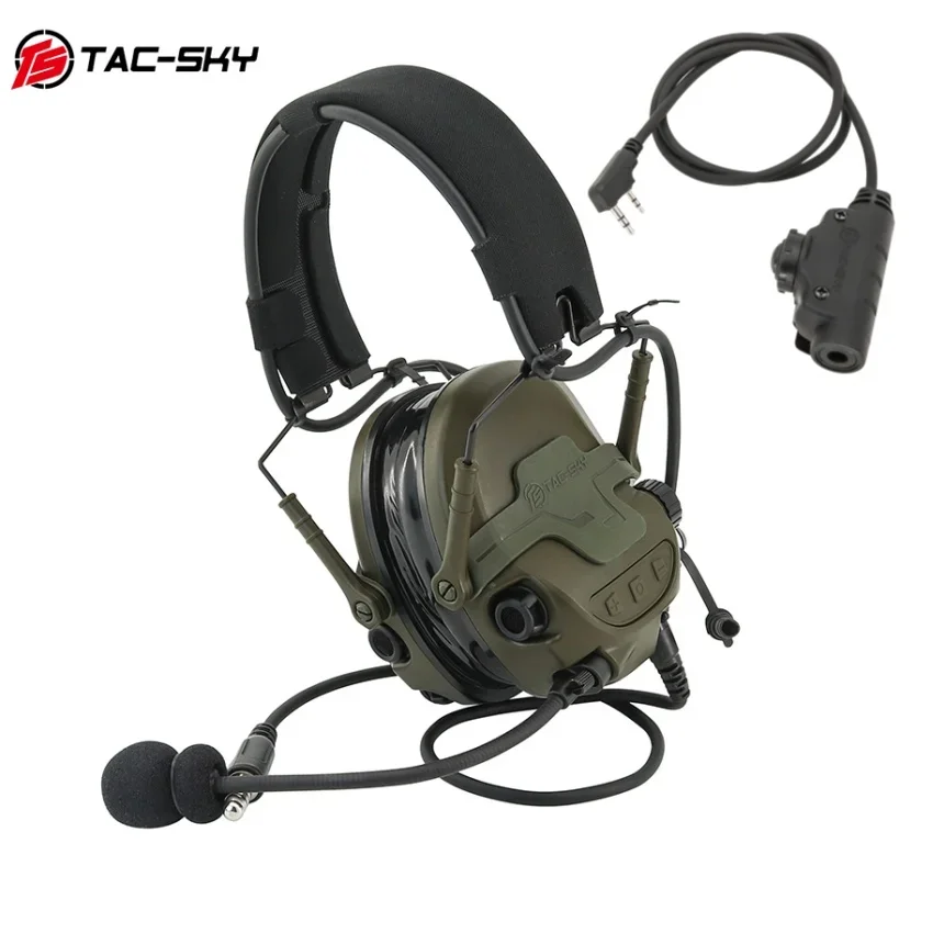 TAC-SKY TAC700 Electronic Tactical Headset Pickup Ear Protection Headphones with Tactical U94 V2 Ptt for Airsoft Shooting Huntin