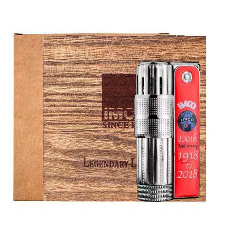 IMCO Gasoline Lighter 6700 Stainless Steel 100th Anniversary Collection Cigarette Oil Lighter Nostalgic Wooden Box Gift