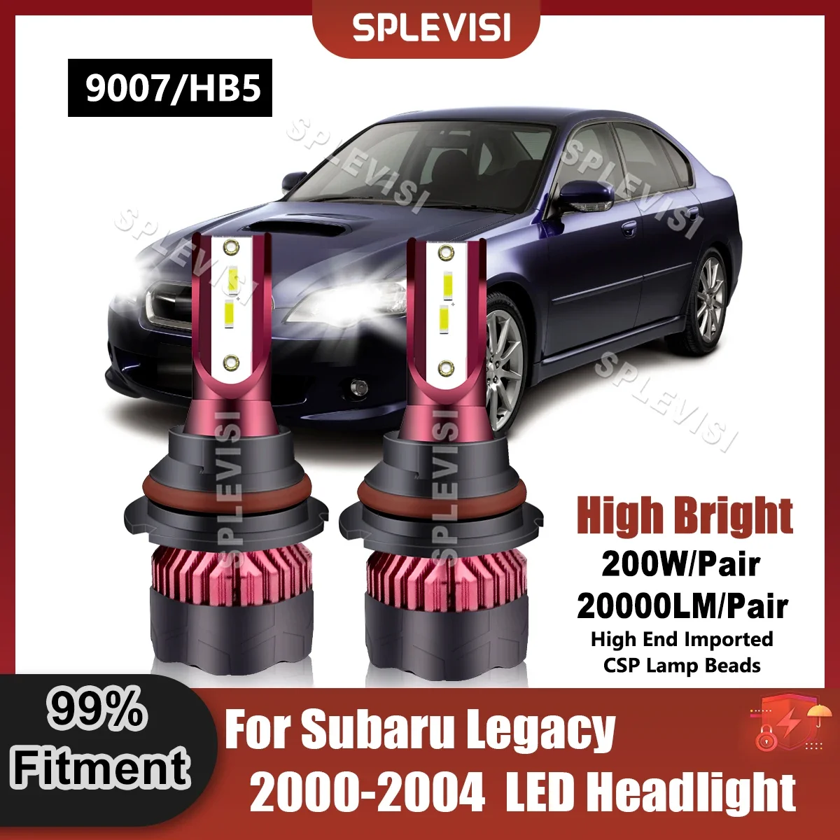 

2Pcs 9007/HB5 LED Headlight headamp Bulbs High Low Beam For Subaru Legacy 2000 2001 2002 2003 2004 9V-36V