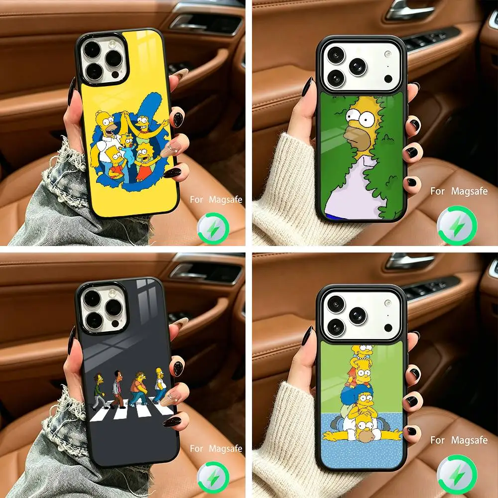 

S-Simpsons C-Cartoon For IPhone17 16 15 14 13 12 11 Plus Pro Max Plus Wireless Charger Phone Case