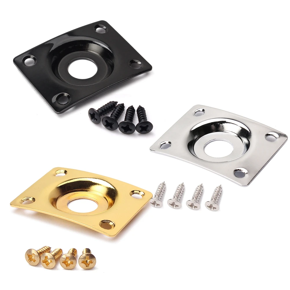 

1 Gold Guitar Pickup Output Input Jack Plate Durable Iron Copper Nickel Plated Socket Plate Screws Electric Guitar Bass