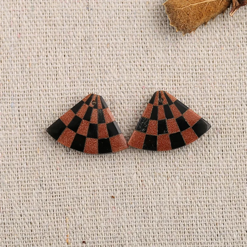 B&F Sector Obsidian&Cold Sand Sun Sita Earring Beads, Handmade Natural stones beads, Polished Stones for jewelry Making Supplies