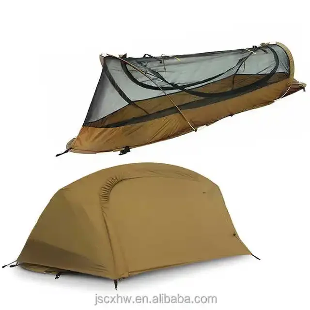 Outdoor Single Person Portable Foldable Free Install Pop Up Hiking Net Tent Camping Rainproof and Sunshade Folding Tent Bed