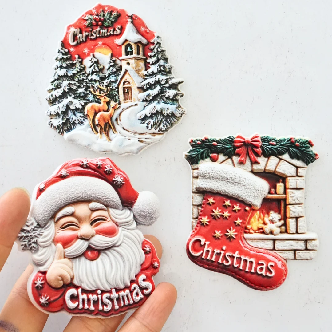 

1pc, Christmas refrigerator magnet, Christmas tree refrigerator magnet, Christmas decor, Santa Claus refrigerator magnet, snow s