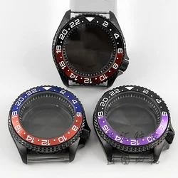 PVD Black 42MM Black Ring 007 Watch Case With Sloping Bezel For NH34 NH35 NH36 NH38 NH70 NH72 Movement 28.5mm Dial Mods