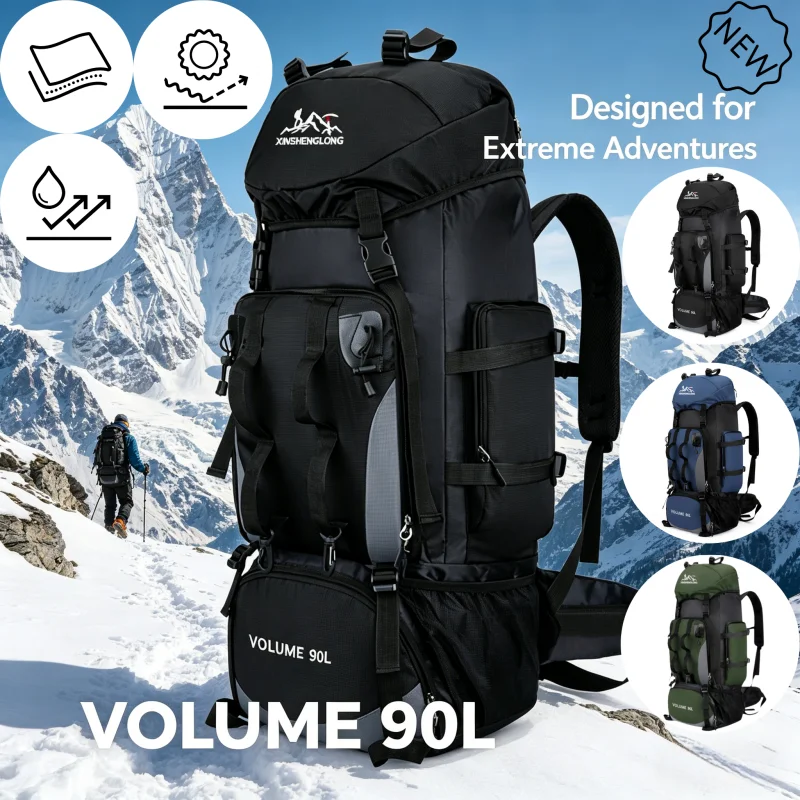 

90L Hiking Backpack for Men Women Waterproof, Large Expedition Camping Backpack for Trekking Climbing Travel Outdoor.