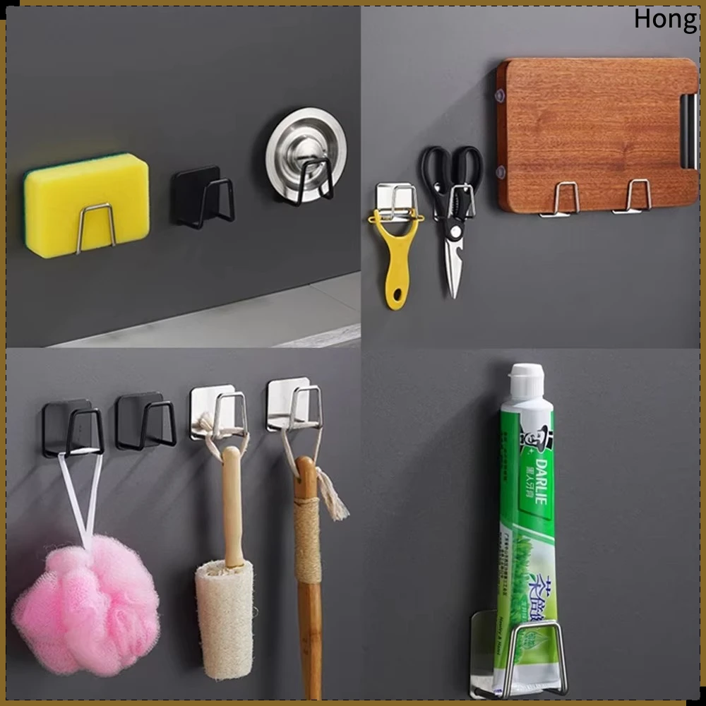 Kitchen Sponge Storages Sink Drain Drying Rack Shelf Toilet Bathroom Sponge Holder Cleaning Sponge Rack Hooks Accessories Tools