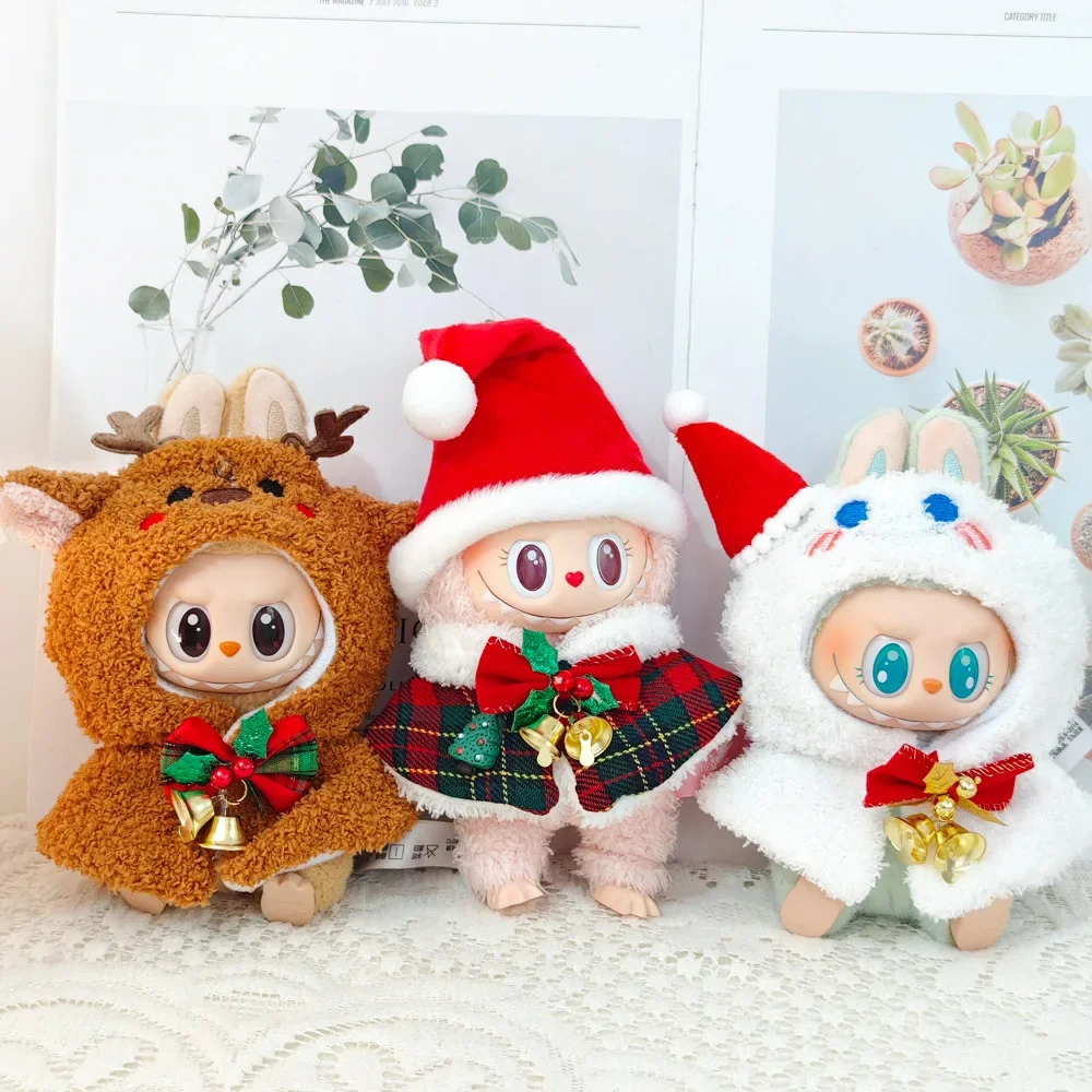 Ropa Labubu Doll Clothes Outfit Accessories For Christmas Cape Hat Set Labubu V1 V2 Idol Doll Clothing Kid Toy Girl Gift