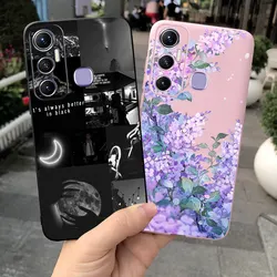 For Infinix HOT 11 X662 Case Black Pink Silicone Soft TPU Matte Funda For Infinix Hot 11s NFC Hot11s NFC Bumper Flower Cat Capas