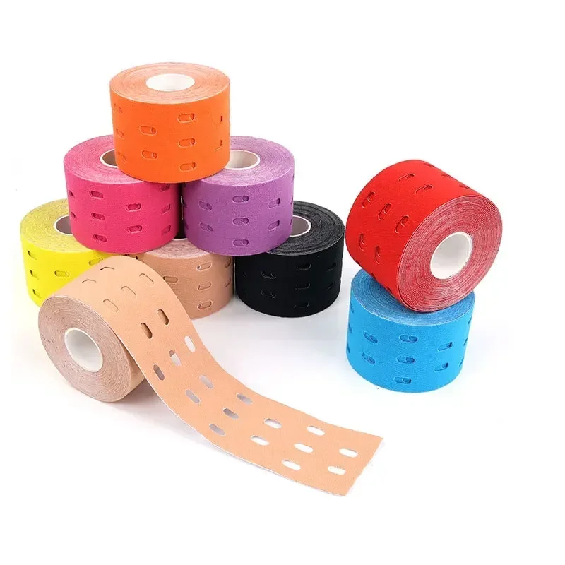 5cm Perforated Kinesiology Elastic Adhesive Tape Cotton Muscle Protection Athletes Breathable Gym Sports Glue Knee Protector