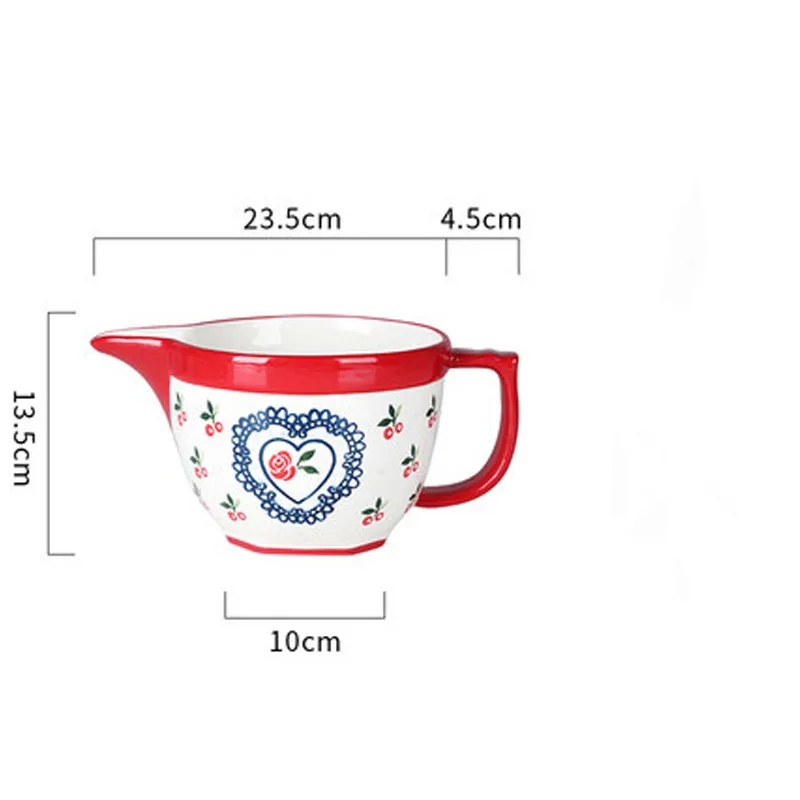 Household Handle Bowl, Ceramic Salad Mixing Bowl, 2000ml Large Capacity Egg Bowl, Kitchen Supplies, ramen，Baking Utensils