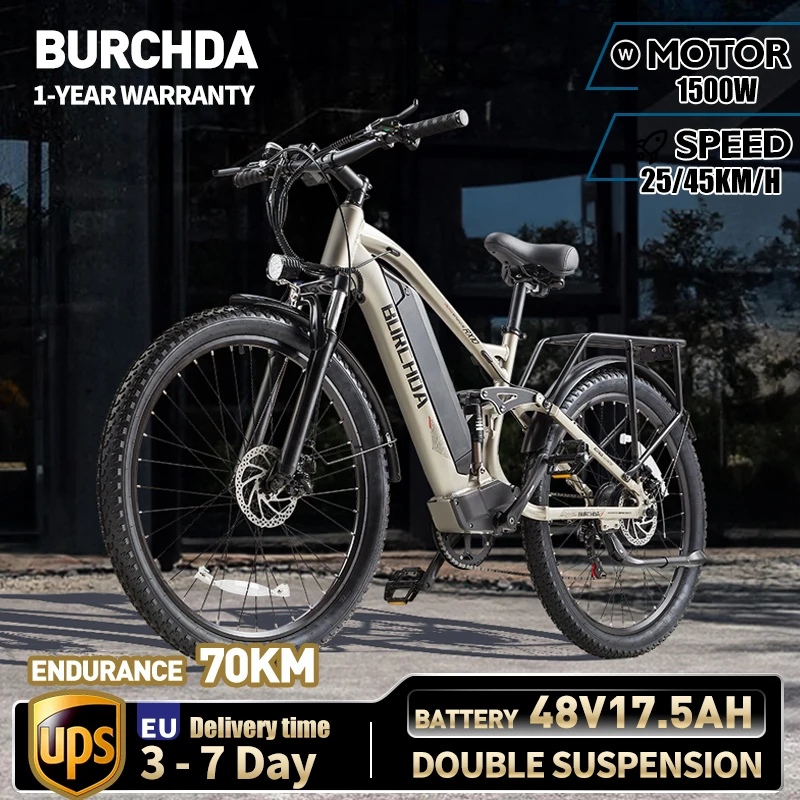 BURCHDA RX10 1500W50KM/H 27.5Inch Electric Bike 48V17.5AH LithiumBattery Mountain Electric Bicycle Double shock absorption Ebike