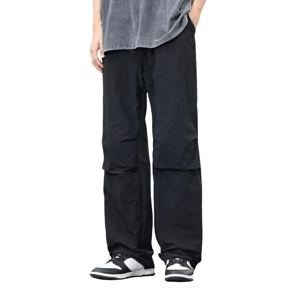 

Men Cargo Pants Drawstring Loose Multi Pockets Thin High Street Sports Hip Hop Long Trousers Streetwear