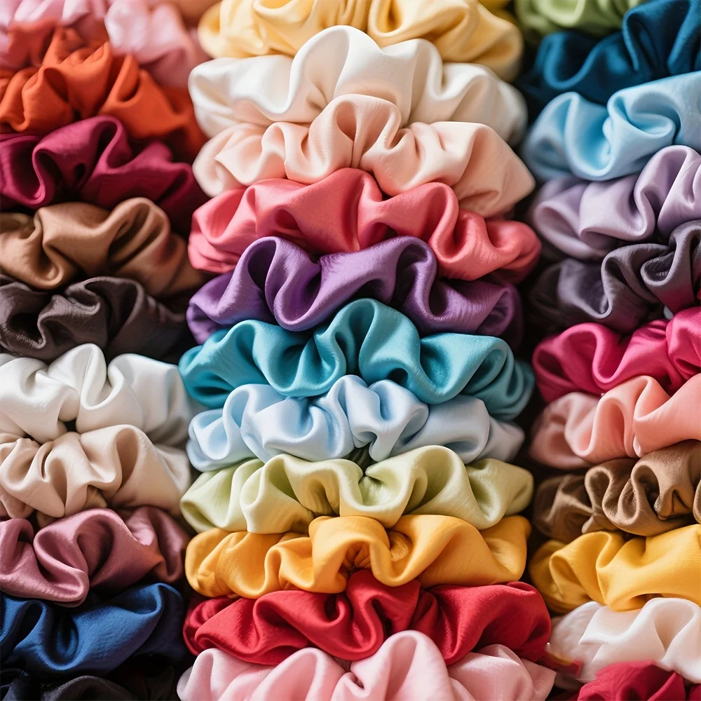 50 قطعة Scrunchies مجموعة النساء الفتيات متعدد الألوان الحرير العلاقات الشعر إكسسوارات الشعر الأنيقة ارتداء اليومي حفل زفاف