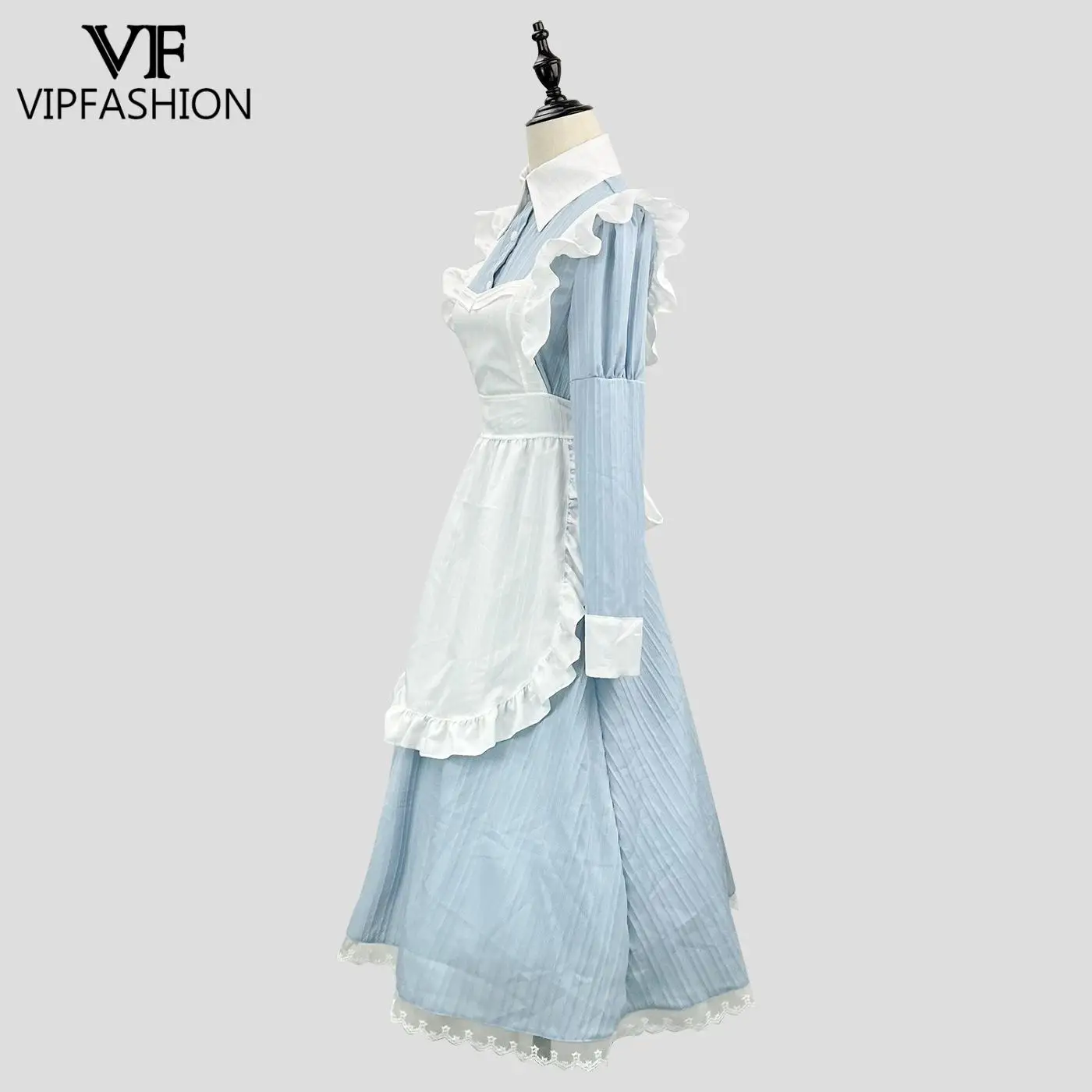 VIP FASHION Victorian Maid Dress Lolita Cosplay Costume Traditional British Long Apron Dress with Lace Trim Tea Party Uniform view 2