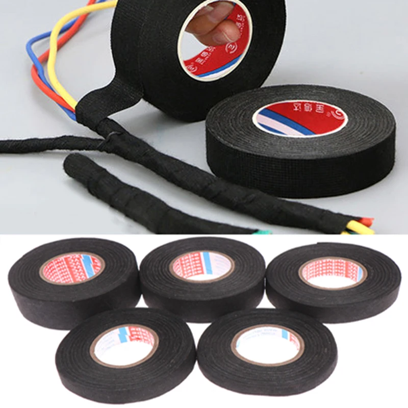 15mm Black Flannel Heat-resistant Flame Retardant Tape Coroplast Adhesive Cloth Tape For Car