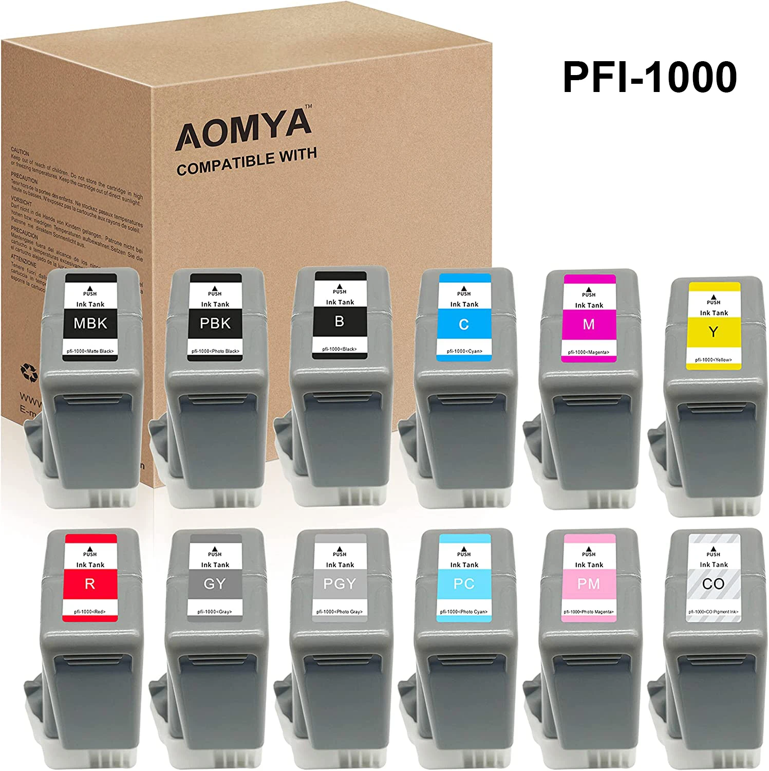 Aomya-プリンター用インクカートリッジ,Canonイメージ用,Spraf pro 1000,pfi 1000, Pfi-1000, 12色のセットと互換性があります