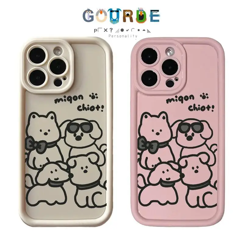 

Gourde Cute Dog Cat Cartoon patterns Phone Case for Iphone 16 15 14 12 13 11 Pro Max IP 7 8 Plus Iphon X XS XR Xs Max