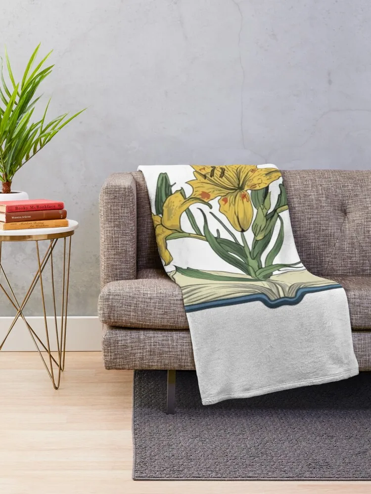 Flowers Growing From Book Yellow Asiatic lilies Throw Blanket Baby Extra Large Throw blankets ands Blankets