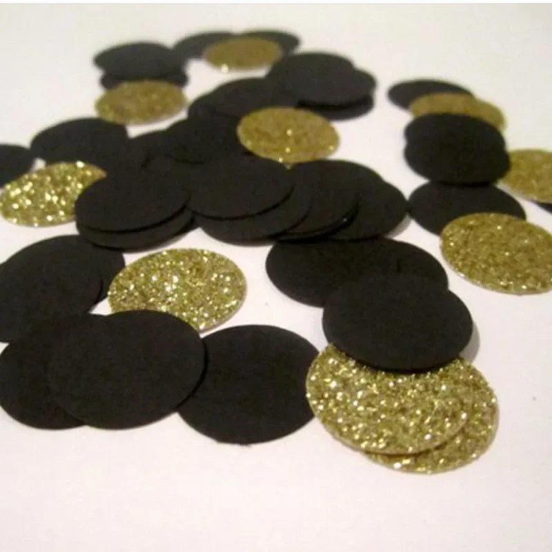 100Pc/Pack Gold Black Bachelor Hat Round Glitter Paper Confetti 3CM Graduation New Year Party Decor Bachelor Cap Grad Congrats