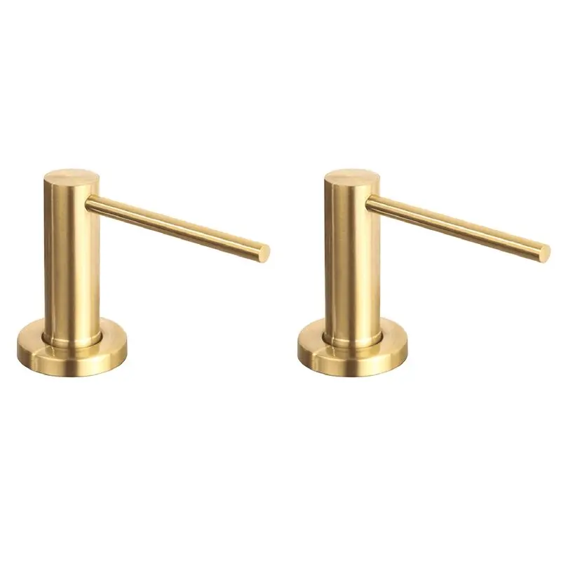 

【PUBLICITY】2X Kitchen Sink Soap Dispenser Countertop Pump Hand Lotion Built In Bottle Stainless Steel Screw Soap Dispenser Gold