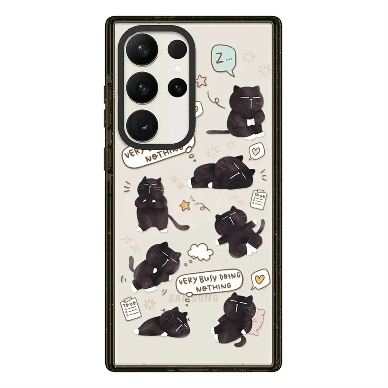 

Black Cat Acrylic Black Border Case for Samsung Galaxy S22 S23 S24 Ultra S22+ S23+ S24 Plus Cover Protective Case