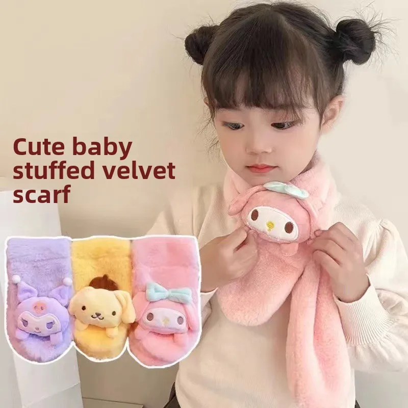 

Sanrio Children's Cinnamoroll Cute Warm Scarf Cartoon Anime Melody Thickened Plush Scarf Baby Cross Neck Protection Neck Cover
