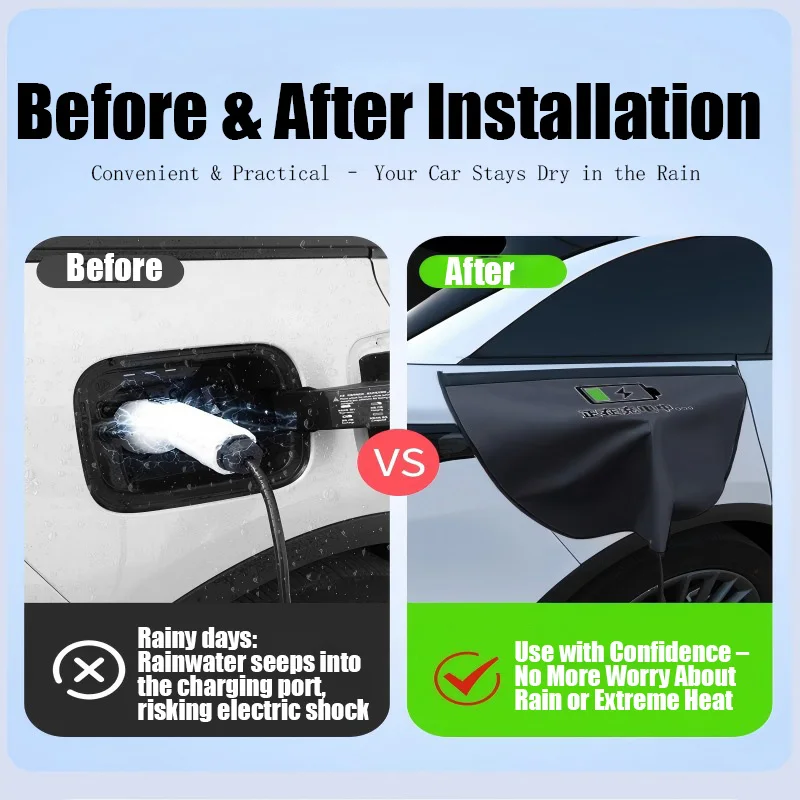 

Защитный чехол MOBIDEA Black EV из водонепроницаемой ткани Оксфорд с магнитным креплением для зарядного порта электромобиля