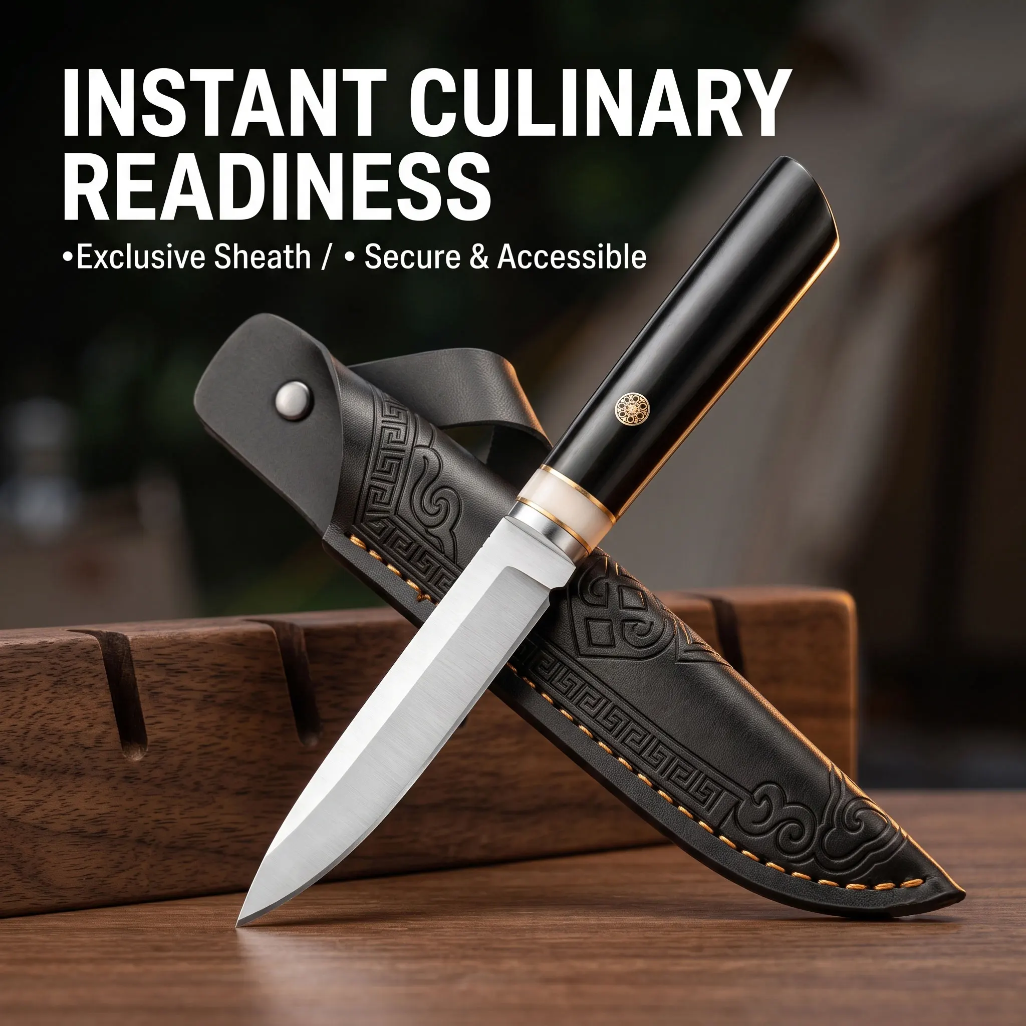 Outdoor Knife Ultra Sharp Lightweight –High Hardness Stainless Steel Fixed Blade with Leather Sheath for Camping Hiking Fishing