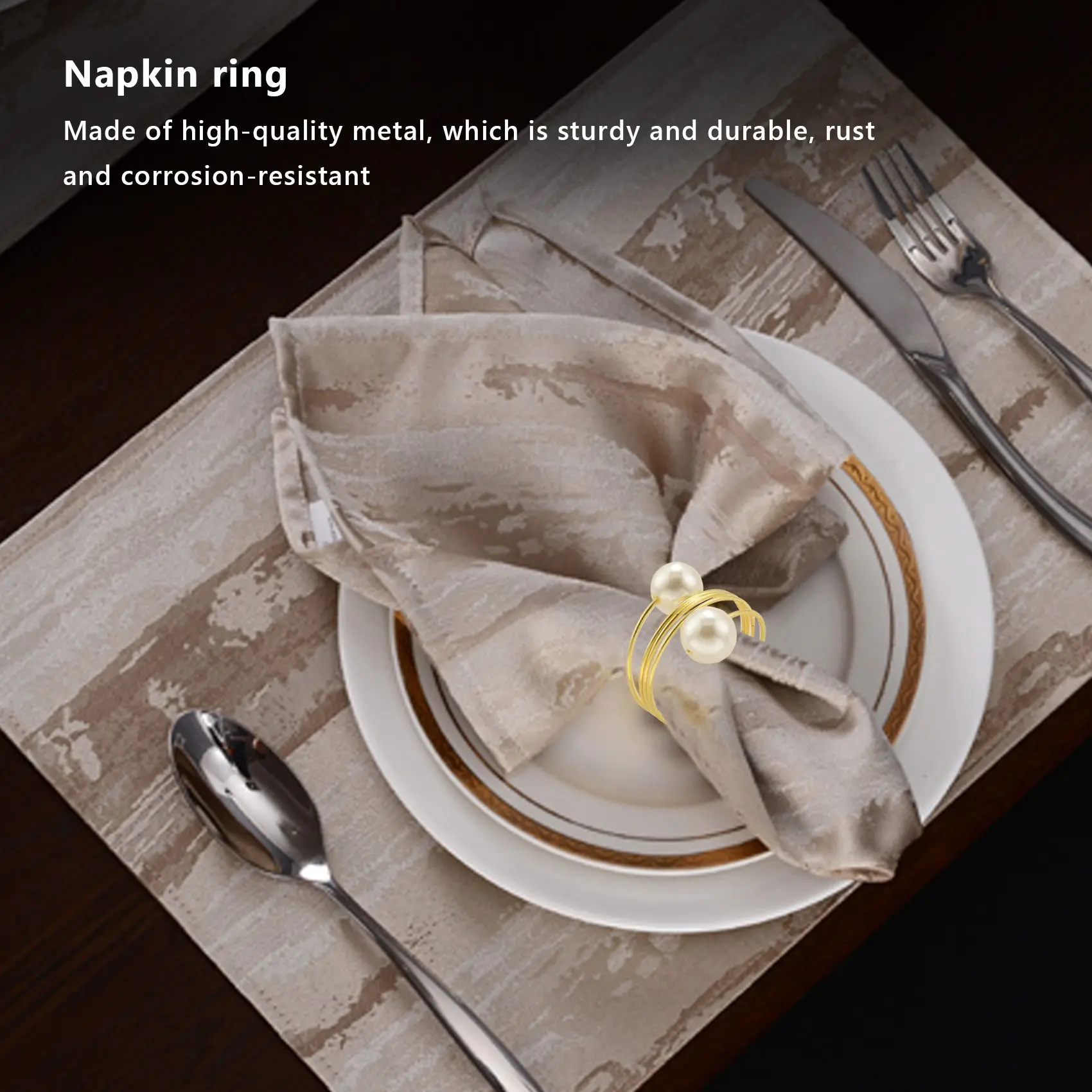 

ABSS-12 Pcs Double-Pearl Napkin Rings, Napkin Holders, Serviette Buckle For Wedding Reception, Festivals, Banquet