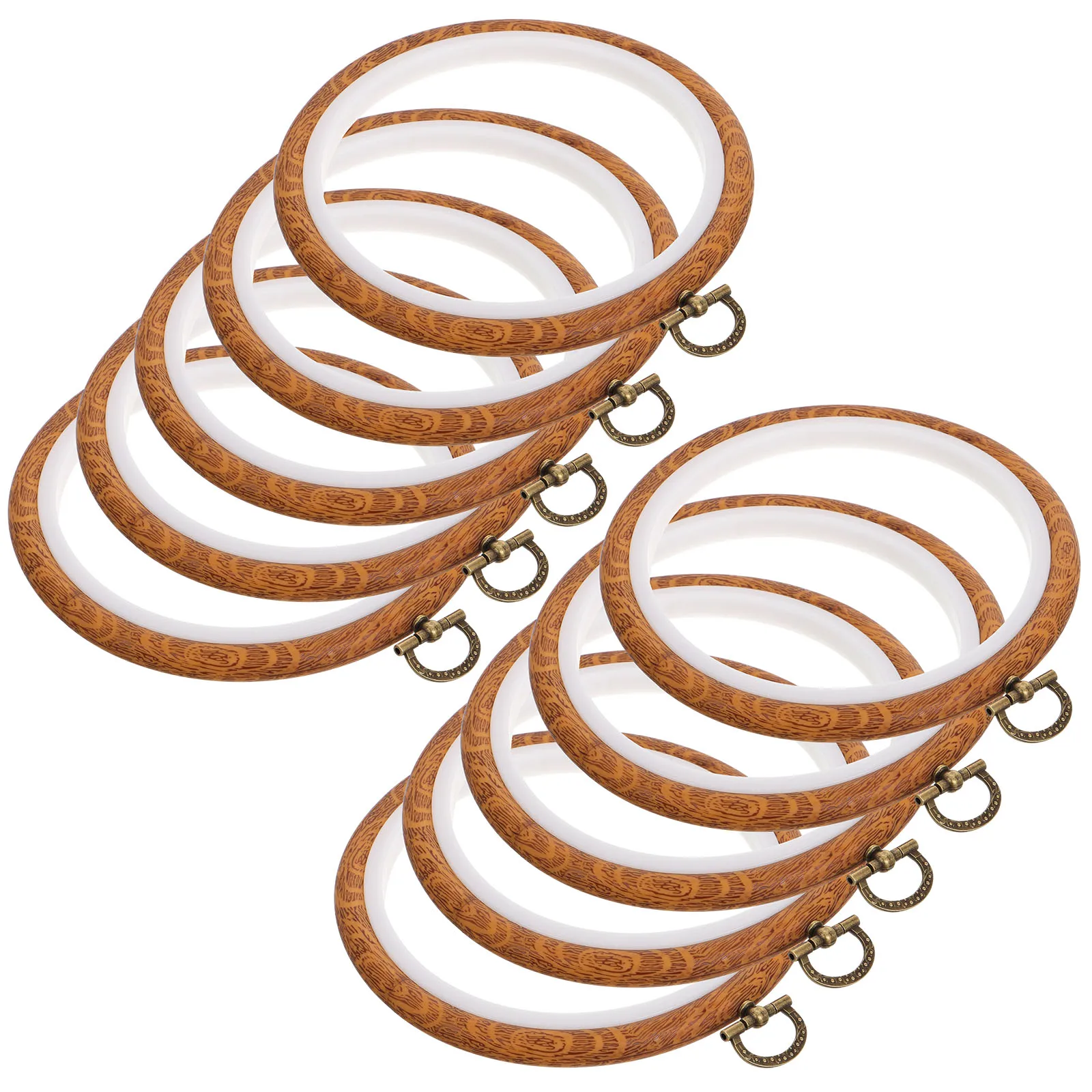 

10pcs Embroidery Hoops Cross Stitch Frames DIY Decorative Display Craft Home Gift Needlework Portable Sturdy PP Plastic Circle